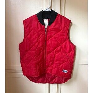 Big Smith Red Quilted Full Zip Vest w/ Pockets Nylon Outdoor Hunting